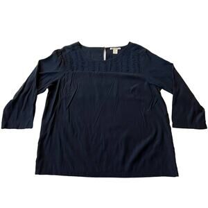 Dalia Collection 3/4 Sleeve Woven Blouse Size L Lightweight Sheen Career Office